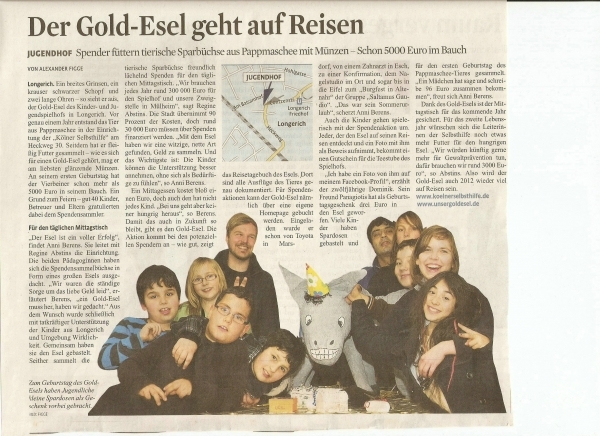 Unser Goldesel im Kölner Stadtanzeiger